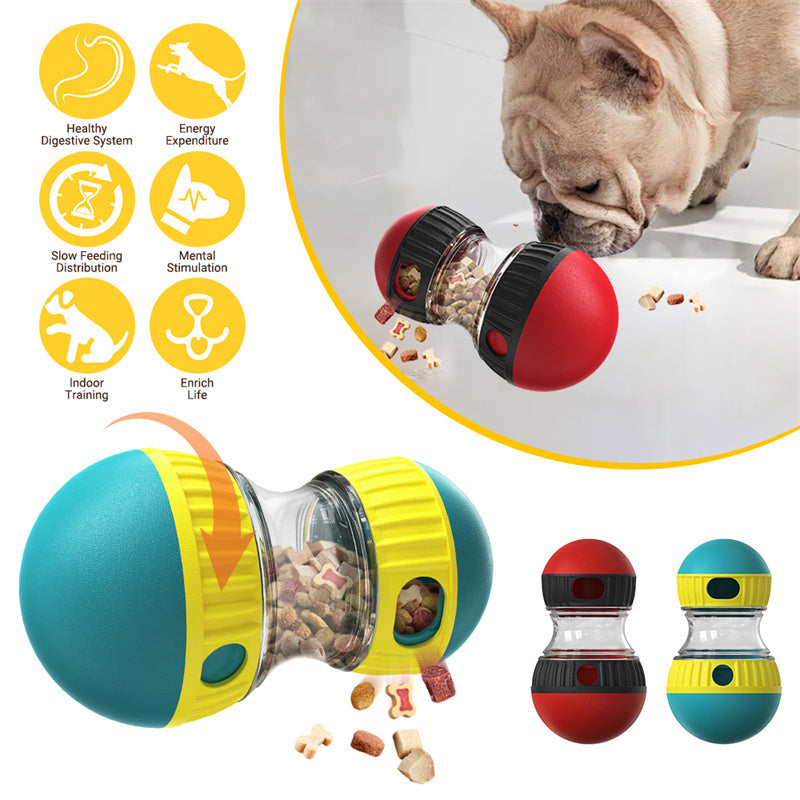 interactive food dispensing dog toy – tumbler puzzle for slow feeding & stomach protection