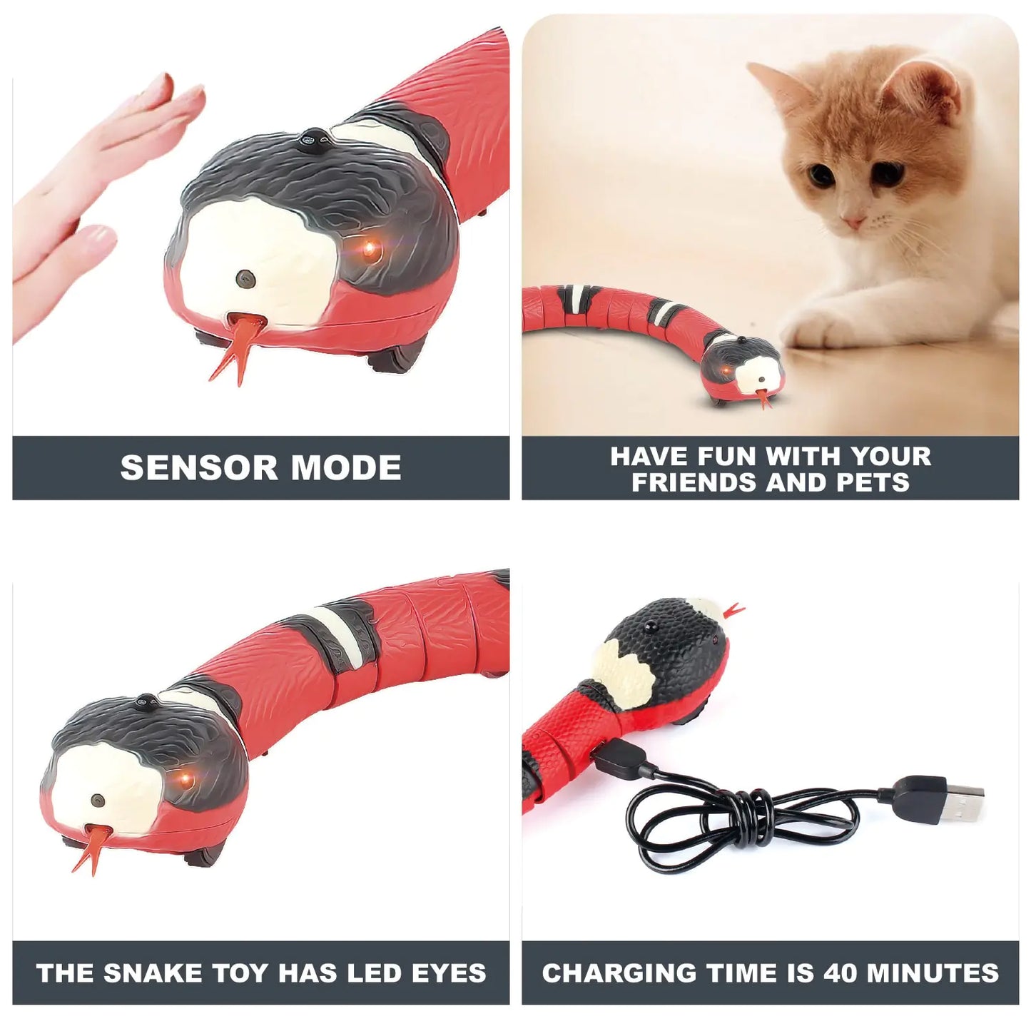 interactive cat snake toy