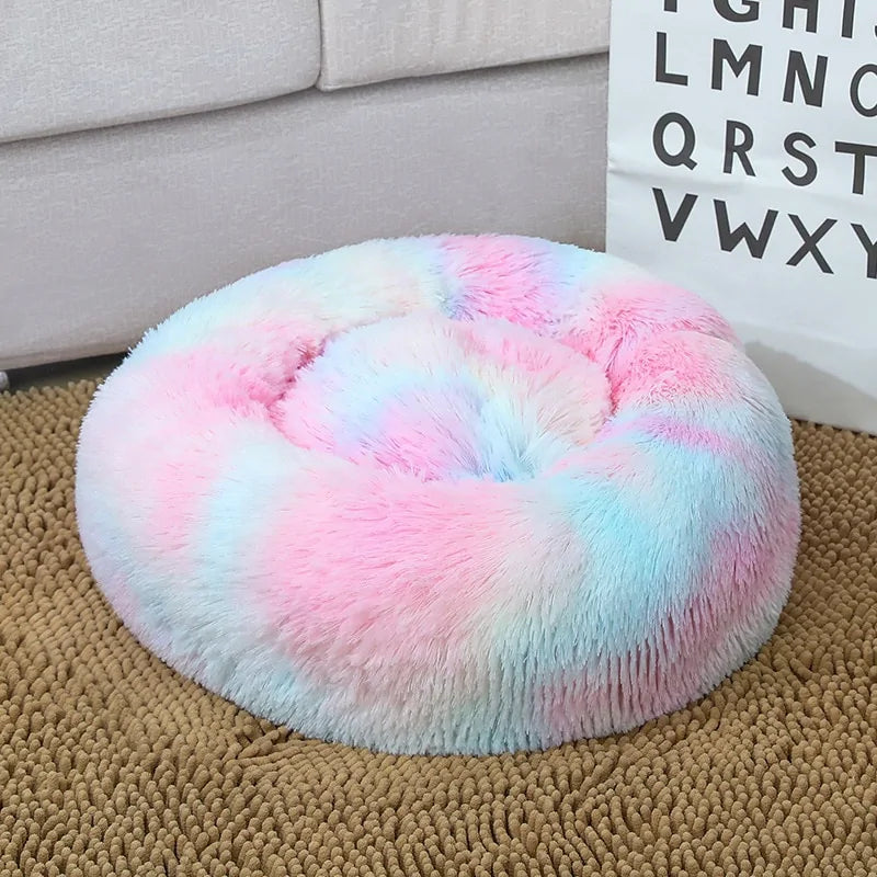 soft winter warm long plush donut pet bed