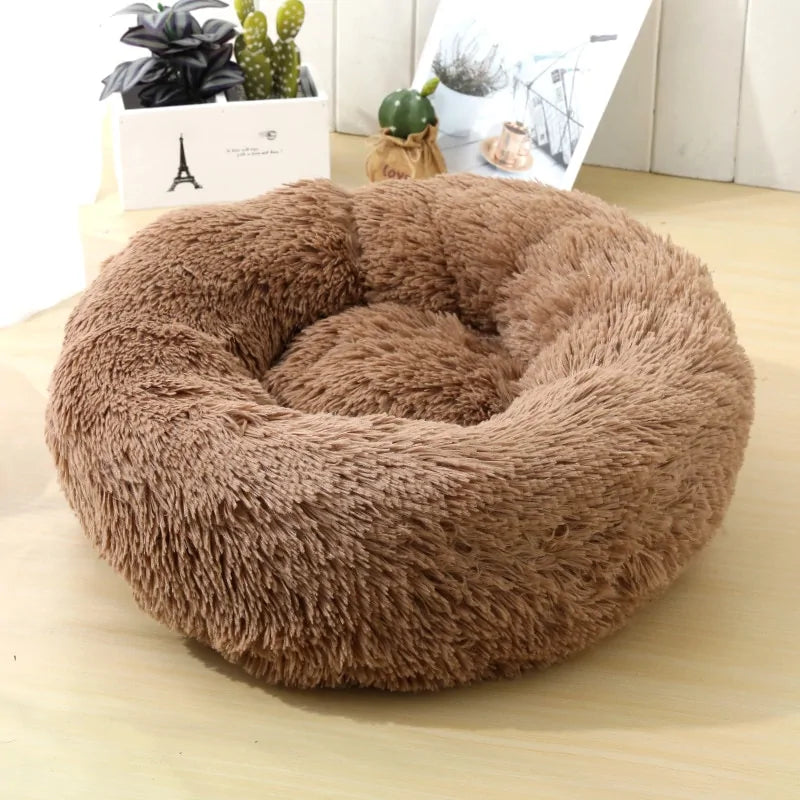 soft winter warm long plush donut pet bed