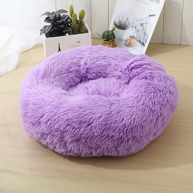 soft winter warm long plush donut pet bed